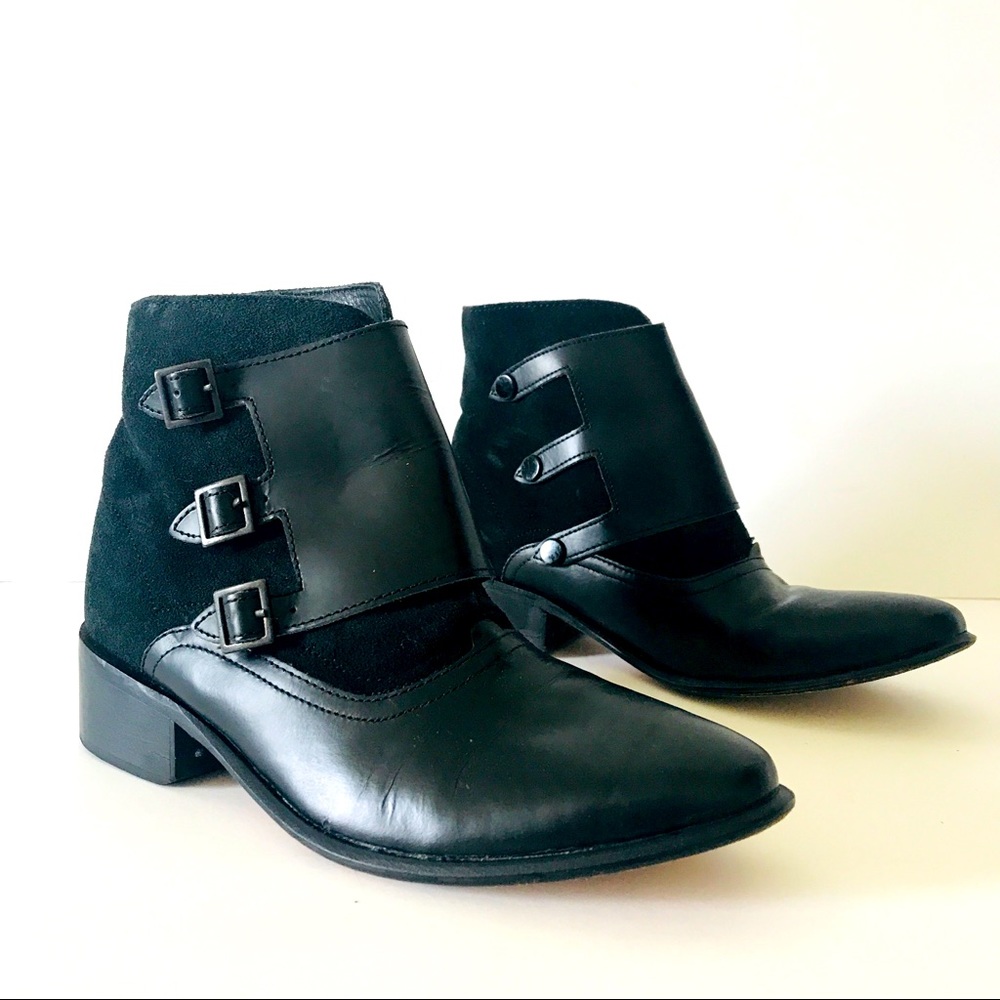 H by Hudson black leather lace up boots size 38 (US 7)